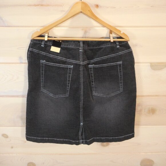 Venezia Denim Skirt Black Straight Womens Size 16 Vintage Y2K Contrast Stitching - Picture 3 of 13